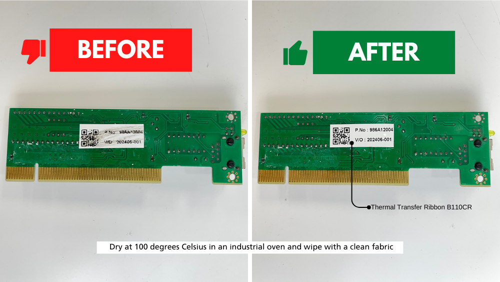 Before & After Application Of B11OCR In Printing Labels In Electronics