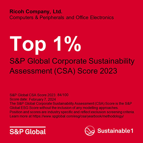 Ricoh selected as a member of the Sustainability Yearbook 2024 by S&P Global